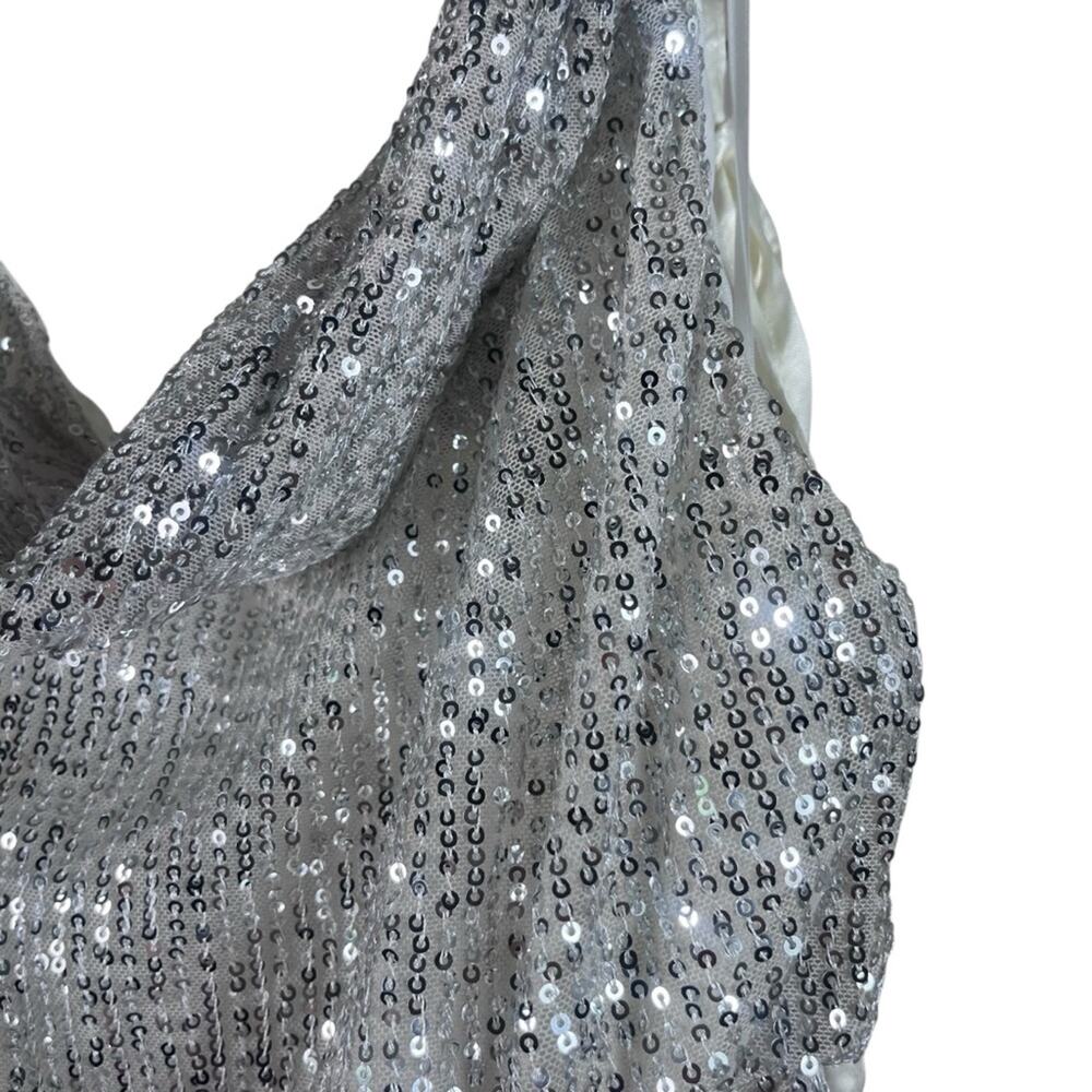 Baltic Born NWT Willett Sequin Jumpsuit Silver XL Wide Leg Drapey Party Cocktail - Picture 6 of 15